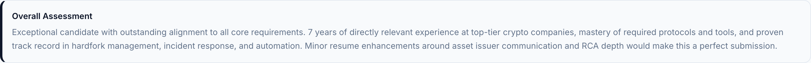 JobJam overall assessment for Kwame Asante