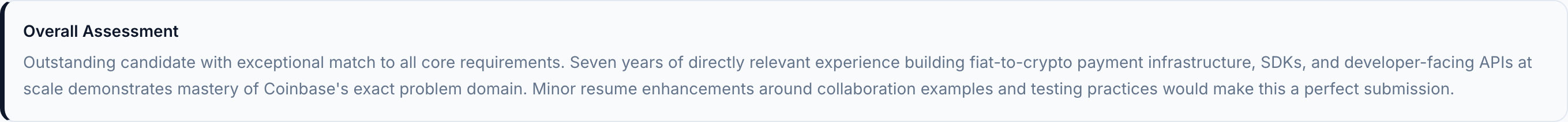 JobJam overall assessment for Lucas Ferreira