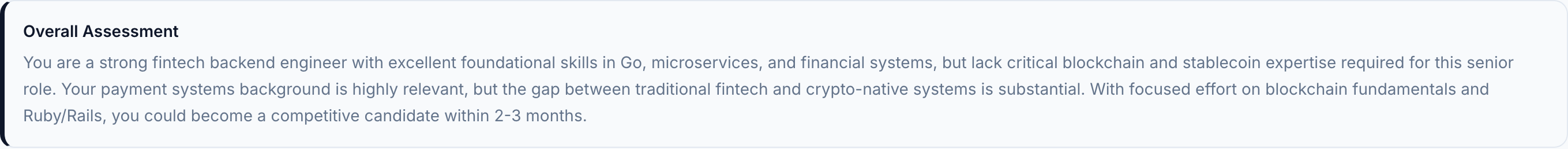 JobJam overall assessment for Marie Dubois