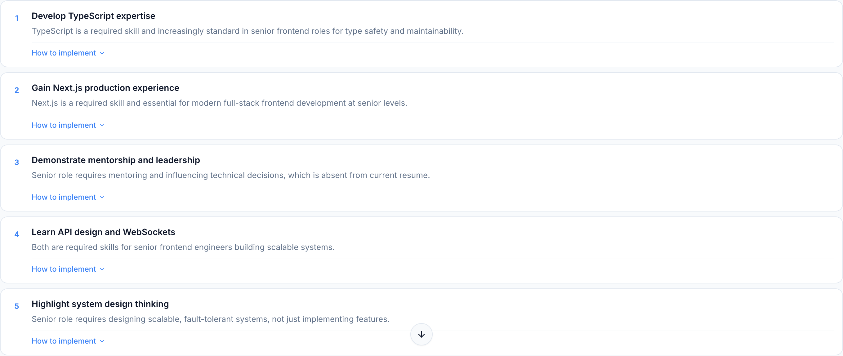 JobJam recommendations for Priya Nair — 5 specific actions to improve fit