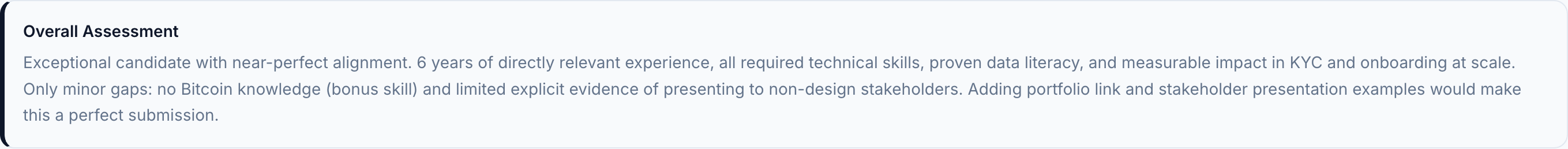 JobJam overall assessment for Isabelle Fontaine
