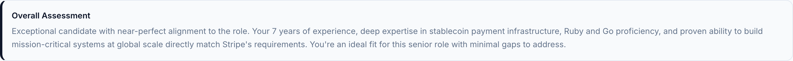 JobJam overall assessment for Camille Rousseau