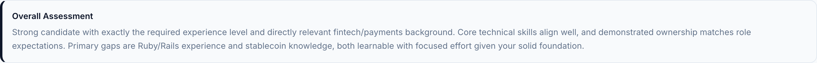 JobJam overall assessment for Daniel Osei