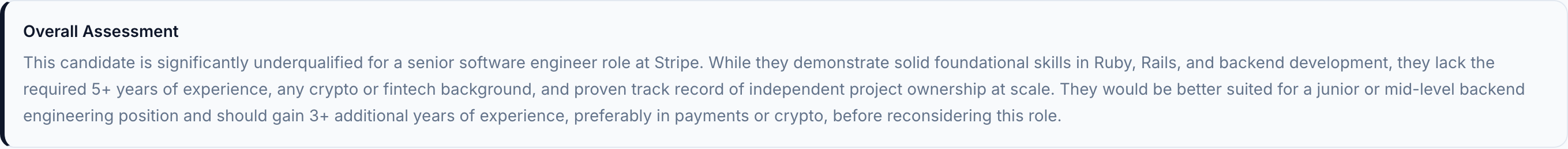 JobJam overall assessment for Finn Larsson