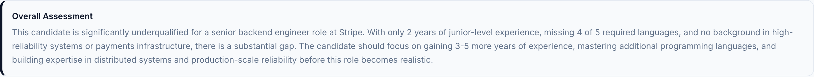 JobJam overall assessment for James Okonkwo