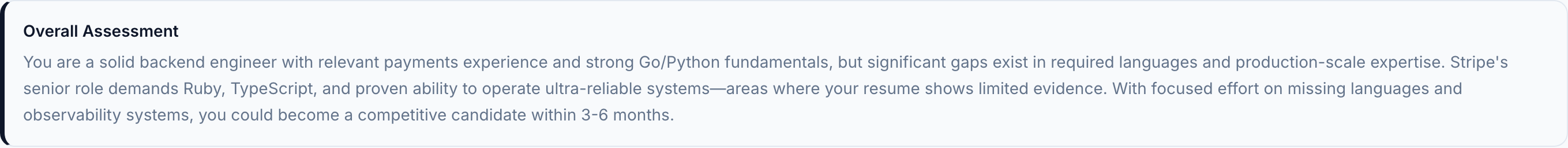 JobJam overall assessment for Matteo Romano