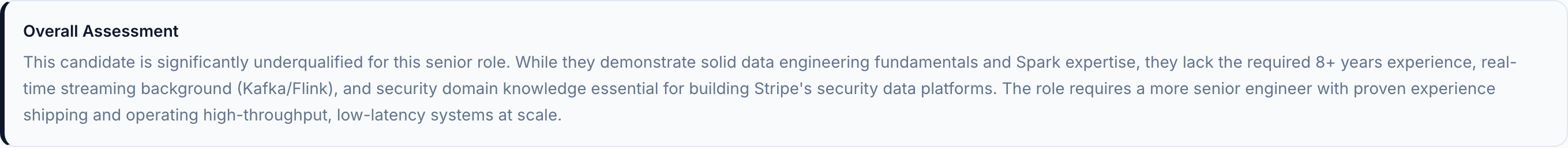 JobJam overall assessment for Amara Diallo