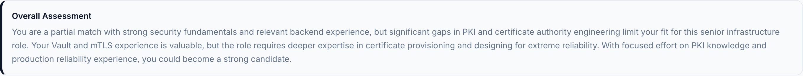 JobJam overall assessment for Victor Nwosu