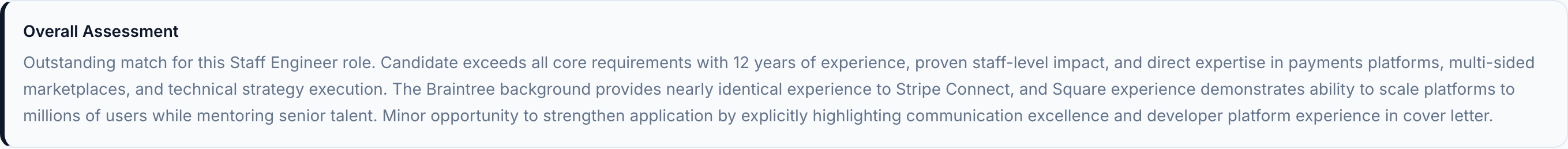 JobJam overall assessment for Sarah Oduya