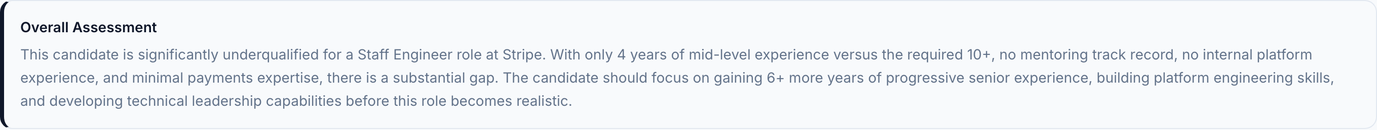 JobJam overall assessment for Tanya Williams